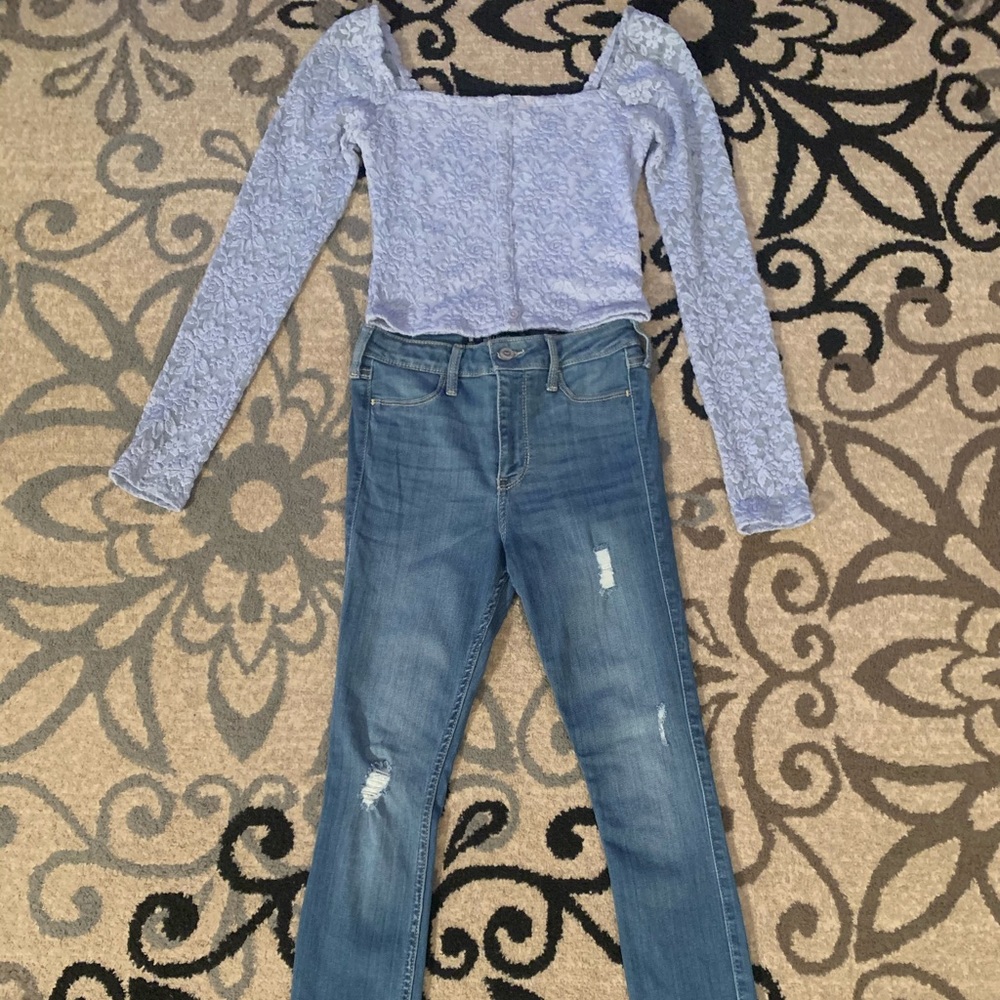 Abercrombie shirt and Hollister jeans